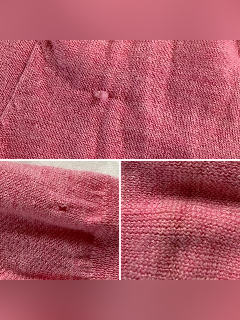 Pink Tartan 100% Merino Wool Bubblegum Pink Floral Button Cardigan XS - Picture 9 of 13